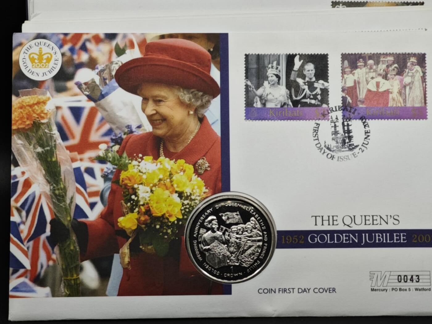 【淘币小摊】限时拍第八百六十二拍  克朗币邮币封场  满百包邮可预留两周  周一统一发货  直布罗陀1999年女王金婚克朗纪念币邮币封