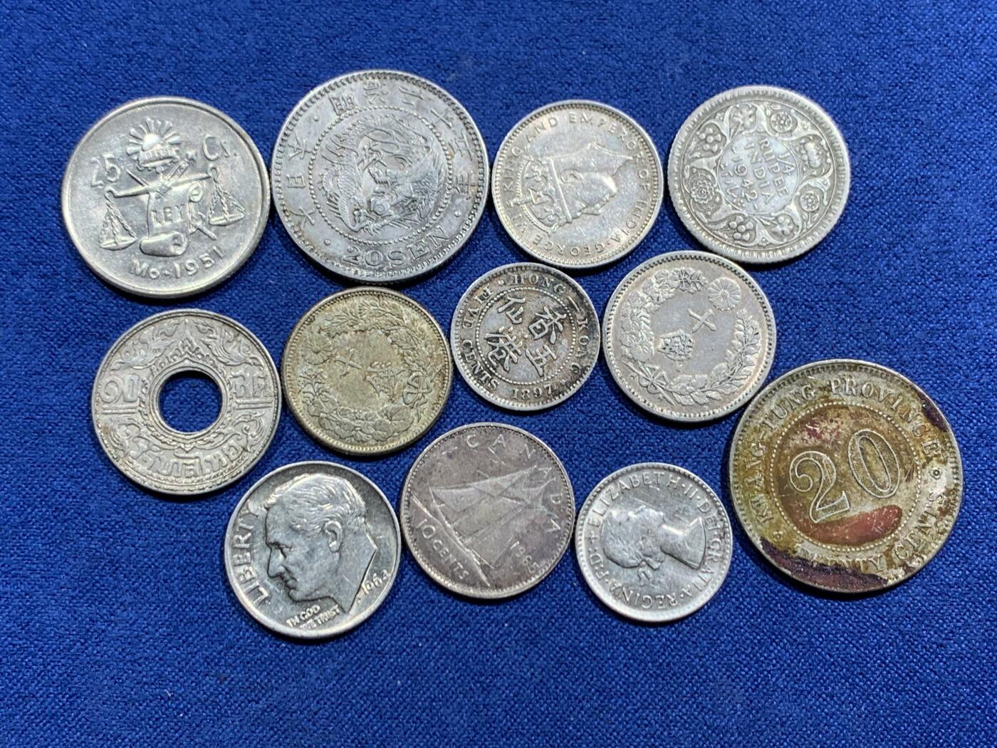 《竞宝斋》第463-465场 周日，周一，周二，3场连拍 （全场包邮）欢迎送拍 12枚一组 各国银币 总计34.45克