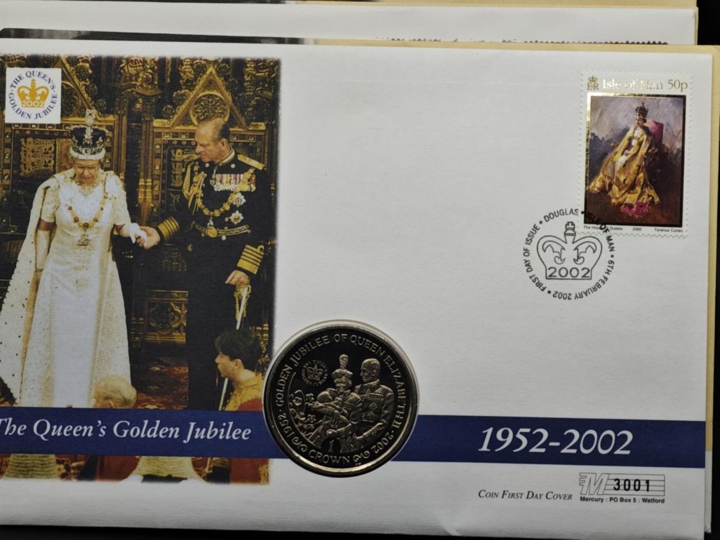 【淘币小摊】限时拍第八百六十二拍  克朗币邮币封场  满百包邮可预留两周  周一统一发货  直布罗陀2002年女王登基金禧克朗纪念币邮币封