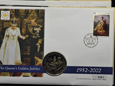 【淘币小摊】限时拍第八百六十二拍  克朗币邮币封场  满百包邮可预留两周  周一统一发货  - 直布罗陀2002年女王登基金禧克朗纪念币邮币封