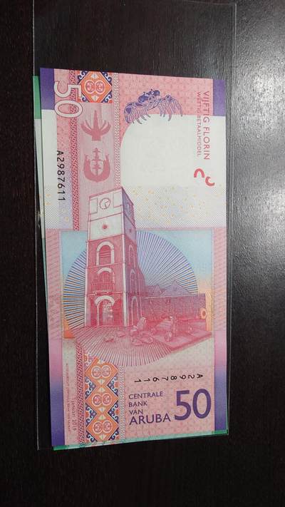 【新年十二拍】世界钱币～微拍第233期暨2026年第12期  多款老库存低价起拍 - 2019年阿鲁巴50元 全新绝品无4尾号611