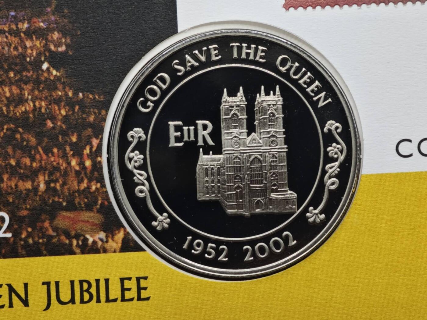 【淘币小摊】限时拍第八百六十二拍  克朗币邮币封场  满百包邮可预留两周  周一统一发货  阿桑松2002年女王登基金禧50便士纪念币邮币封