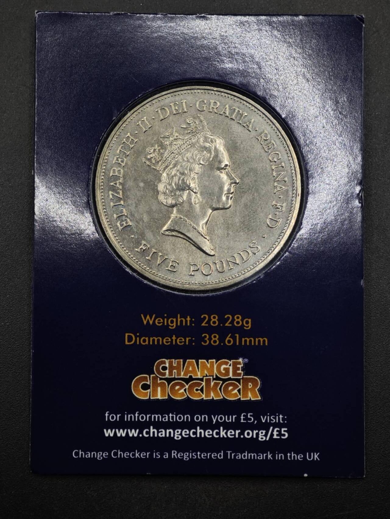 【淘币小摊】限时拍第八百六十二拍  克朗币邮币封场  满百包邮可预留两周  周一统一发货  英国1990年女王母亲5镑纪念币