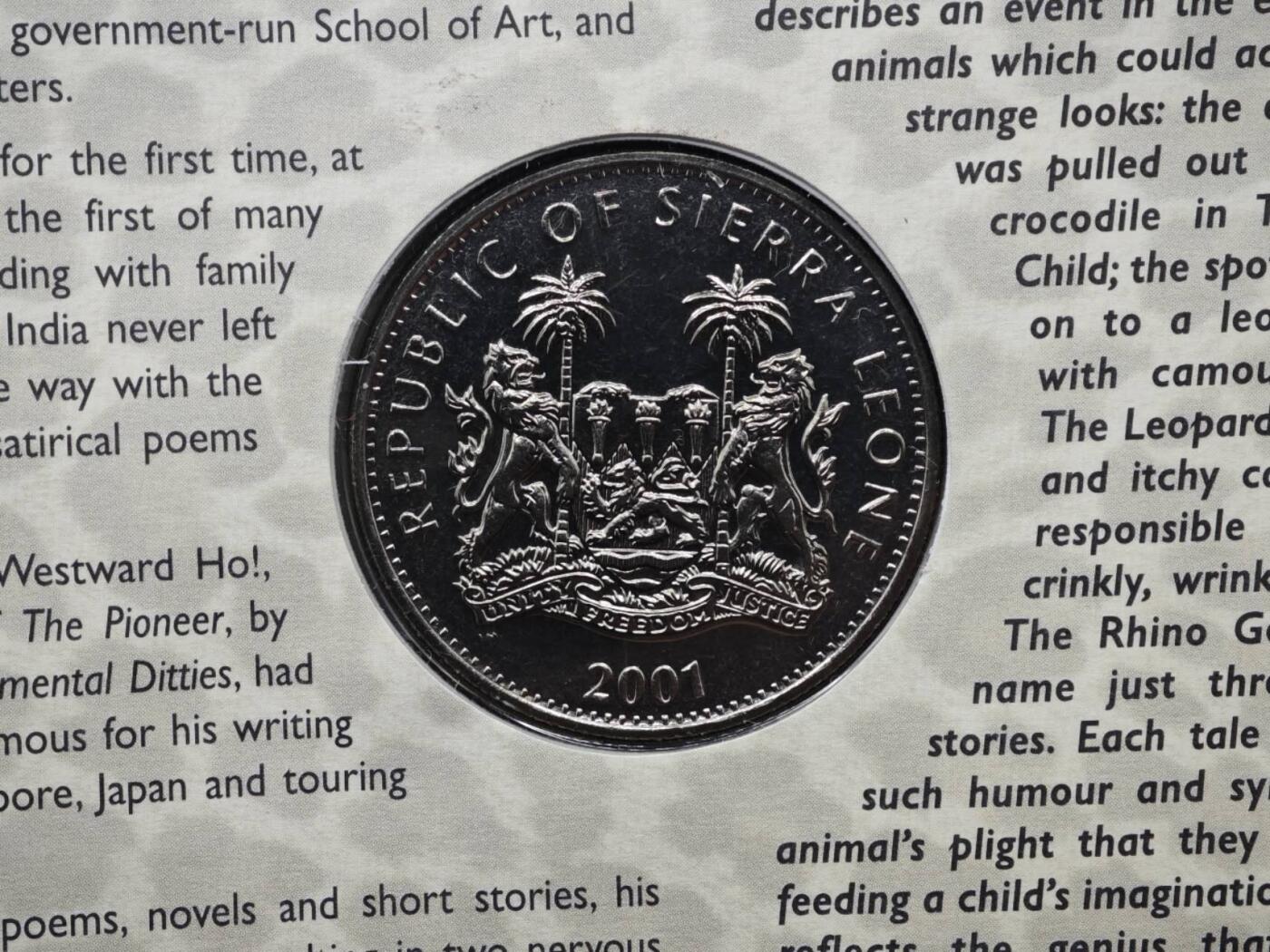 【淘币小摊】限时拍第八百六十二拍  克朗币邮币封场  满百包邮可预留两周  周一统一发货  塞拉利昂2001年非洲五霸1元纪念币邮币封