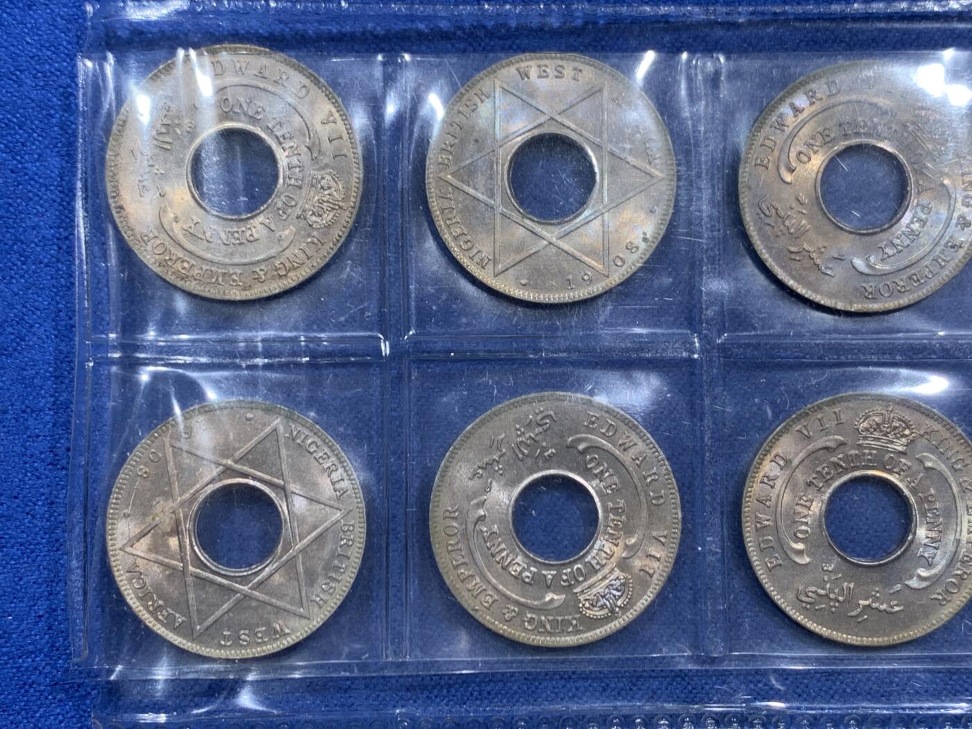 《竞宝斋》第463-465场 周日，周一，周二，3场连拍 （全场包邮）欢迎送拍 10枚一组 好品原光 英属西非1908年爱德华七世1/10便士