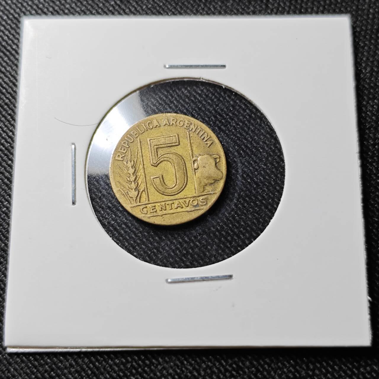 KK钱币收藏小铺  第391期  2月预留时间 周末发货  1946阿根廷5分铜币