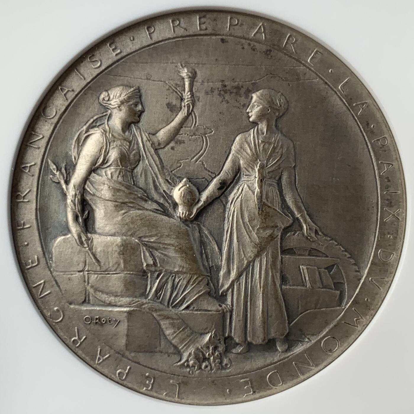 掌中浮雕-藏着的欧洲第052场 NGC MS63 : 1869年法国苏伊士运河开通纪念银章，42mm，大师罗蒂作品