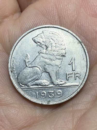 2026年第十七场(总第一百八十六场）外国好品散币场(免佣金) - 比利时🇧🇪1939单年份1法郎(利奥波德三世时期，左法语右荷语版)