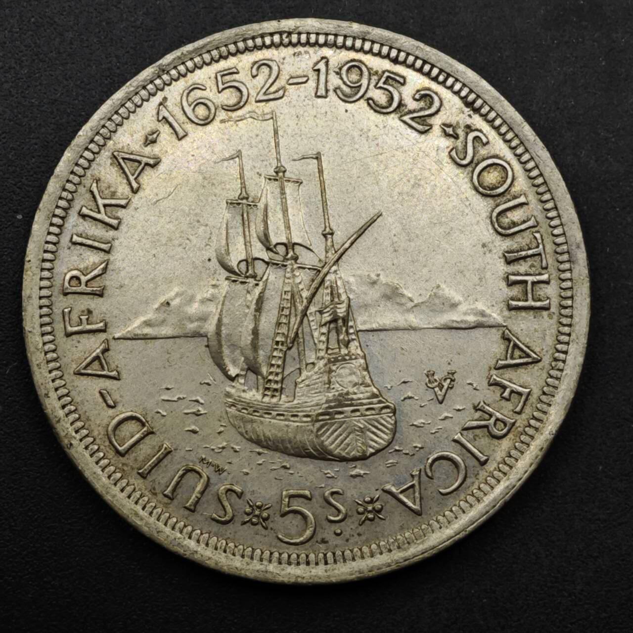 【淘币小摊】实时拍第八百六十一拍   银币套币场   满百包邮可预留二周 每周一统一发货   南非1952年乔治六世开普敦300周年5先令银币