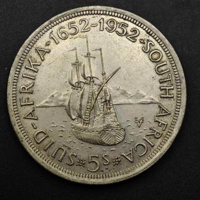 【淘币小摊】实时拍第八百六十一拍   银币套币场   满百包邮可预留二周 每周一统一发货   - 南非1952年乔治六世开普敦300周年5先令银币