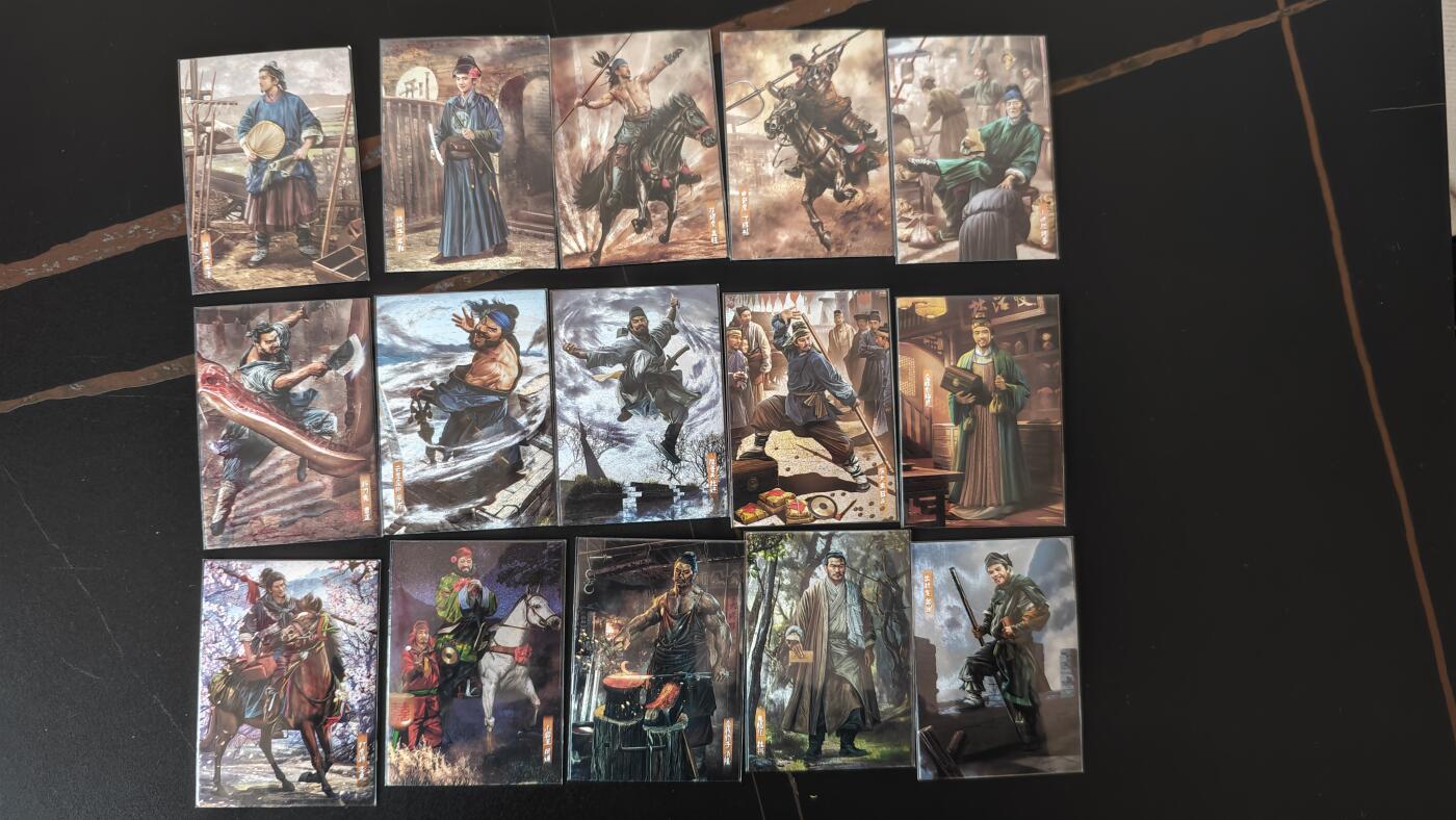 玉楼春卡牌第二期（送拍零佣金，持续收拍） 司马金装水浒 1-24弹 半粗 胡子怪兽 写实天花板 120张带异纹三娘 完美避开红楼，继续跟就是水浒和三国。