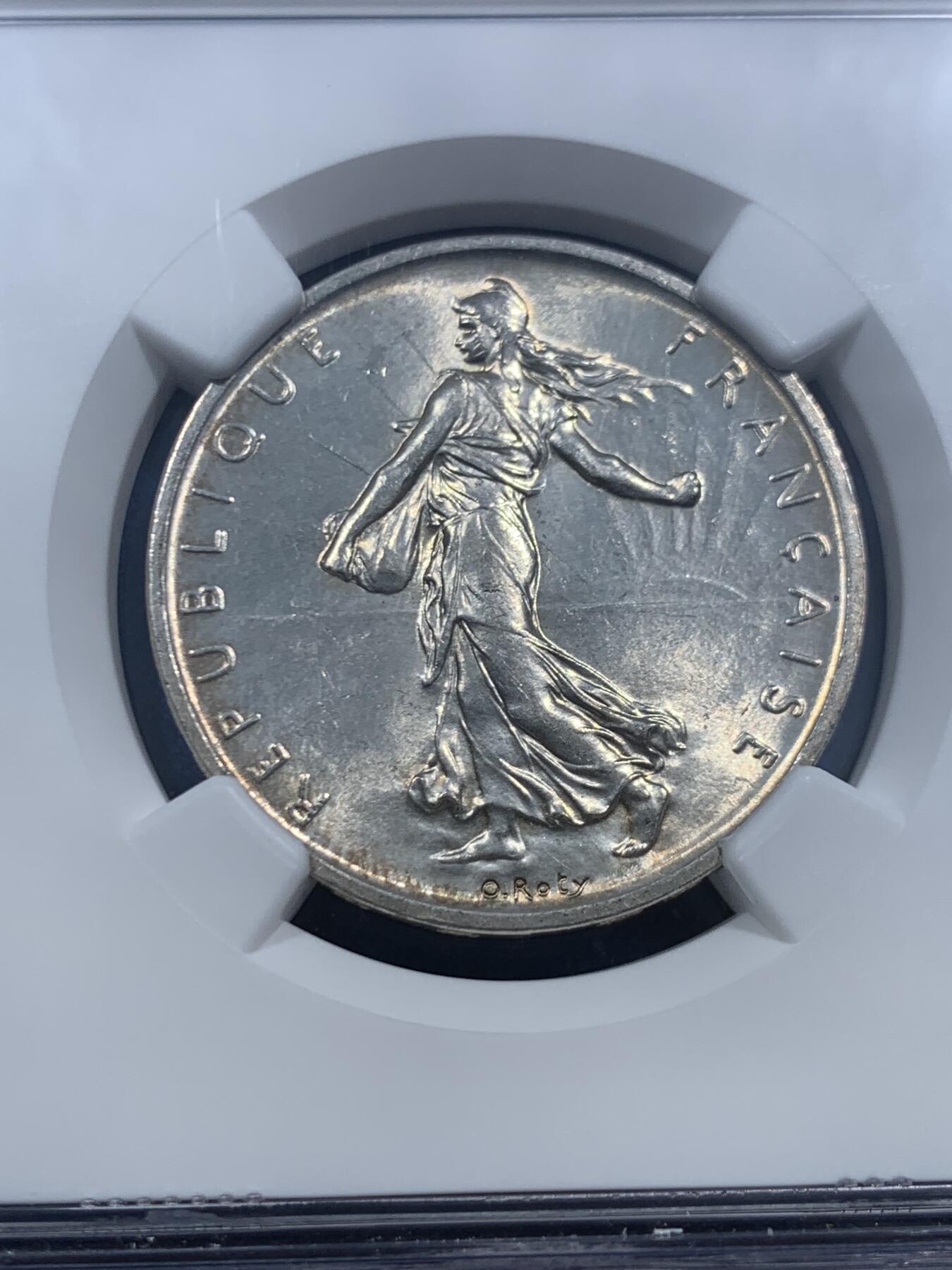 《竞宝斋》第463-465场 周日，周一，周二，3场连拍 （全场包邮）欢迎送拍 NGC UNCD 法国1960年播种女神5法郎银币