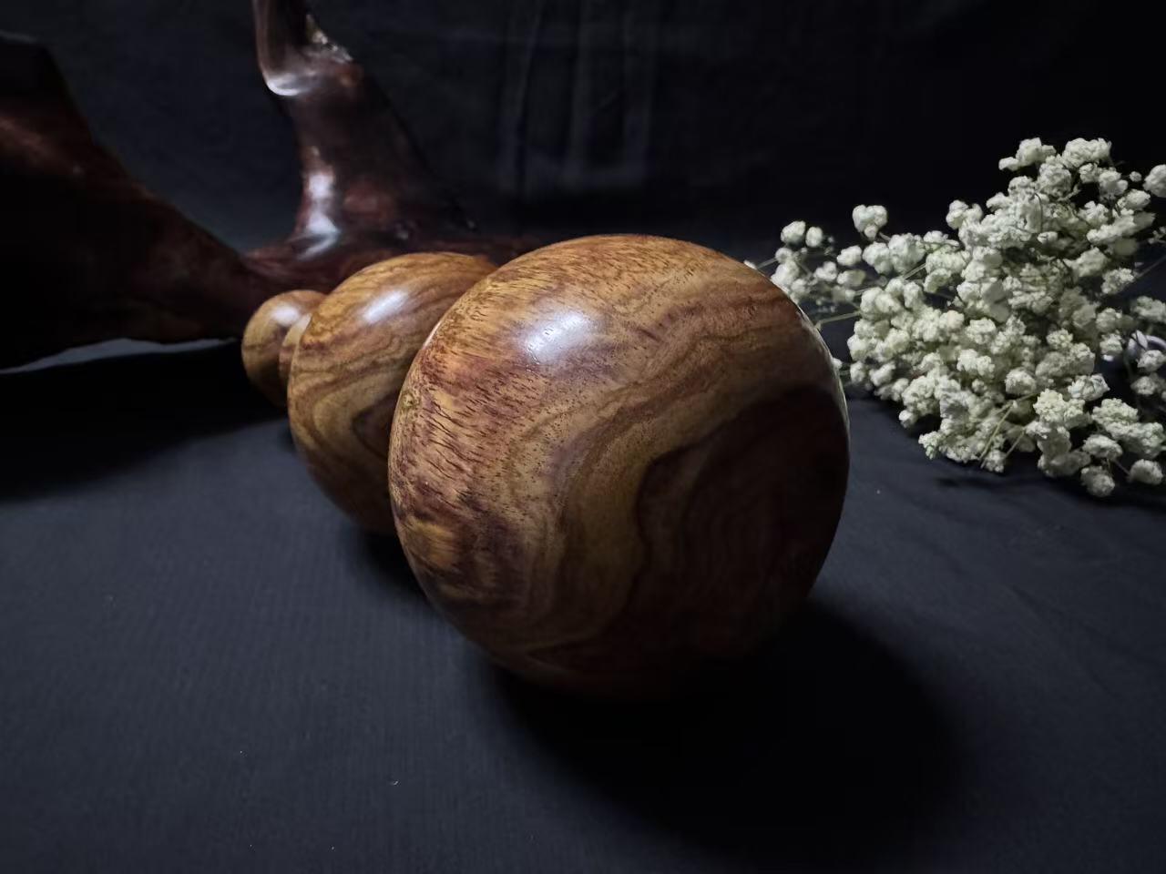 零元拍：海南黄花梨  宝瓶 手把件 福禄（葫芦）高：165/大肚78/小肚64MM