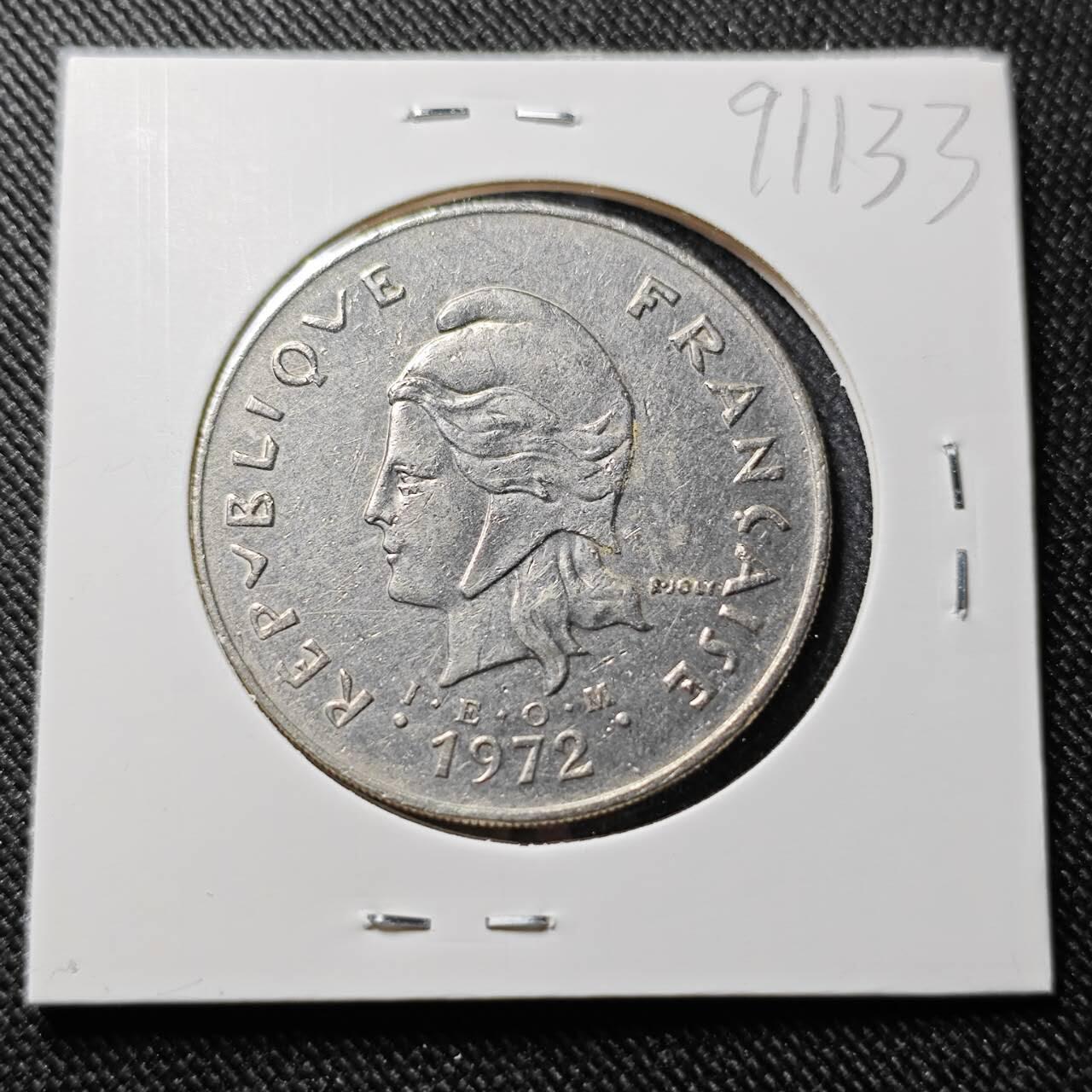 KK钱币收藏小铺  第391期  2月预留时间 周末发货  1972法属新喀里多尼亚50法郎