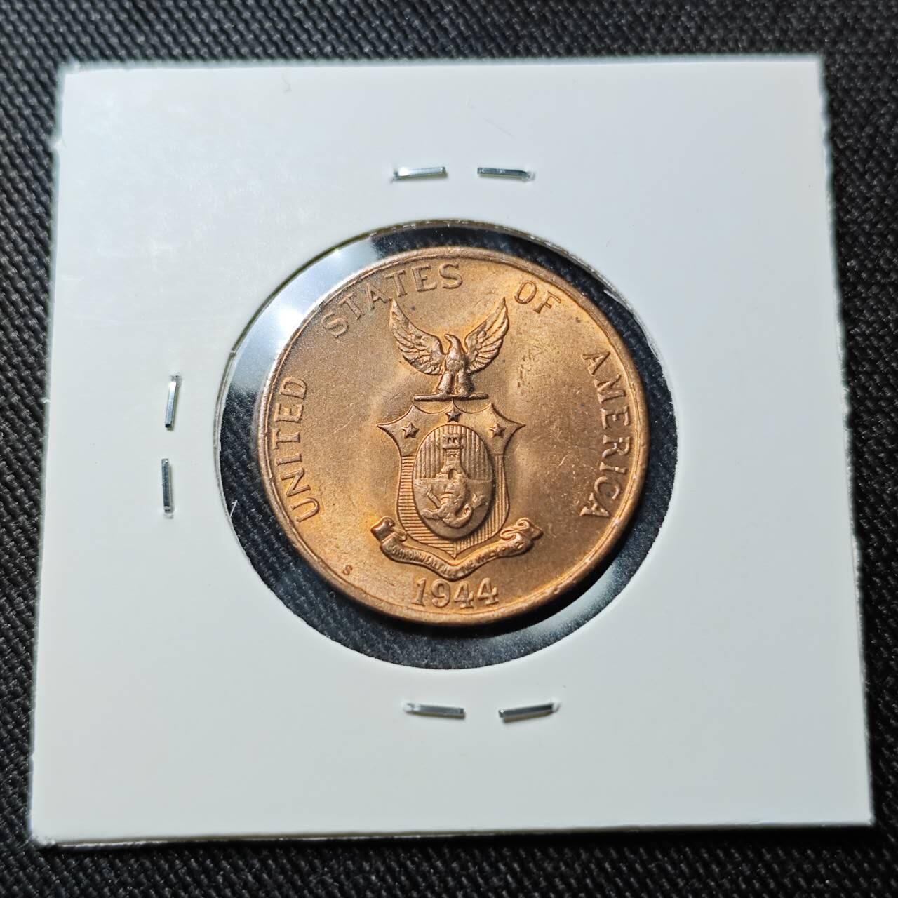 KK钱币收藏小铺  第398期 百期特拍（四拍之二） 2月预留时间 周末发货  1944美属菲律宾1分铜币 MS品可评级