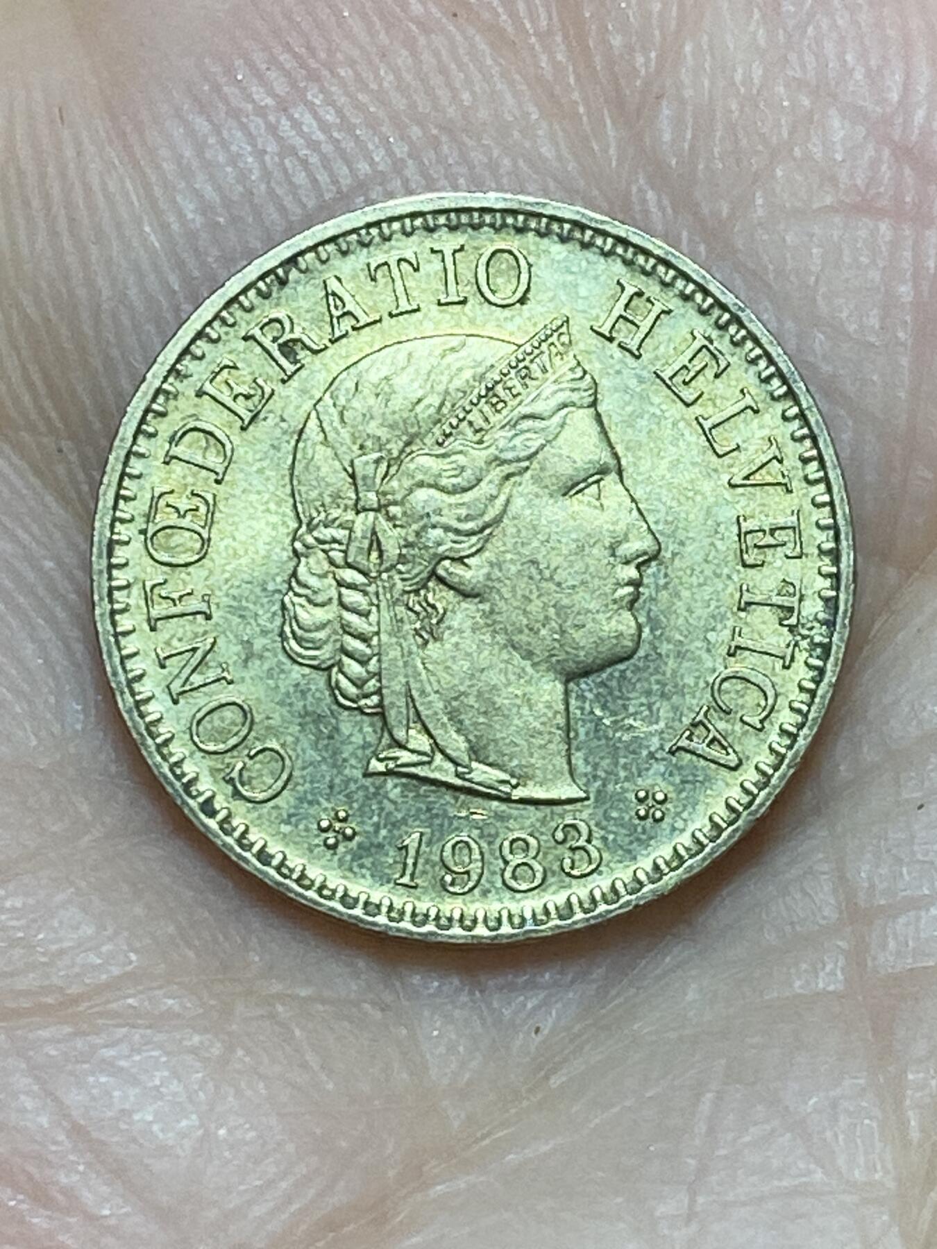 2026年第十七场(总第一百八十六场）外国好品散币场(免佣金) 瑞士🇨🇭1983年5拉彭(第五版，早期无标版)