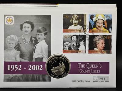 【淘币小摊】限时拍第八百六十二拍  克朗币邮币封场  满百包邮可预留两周  周一统一发货  - 福克兰群岛2002年女王登基金禧50便士纪念币邮币封