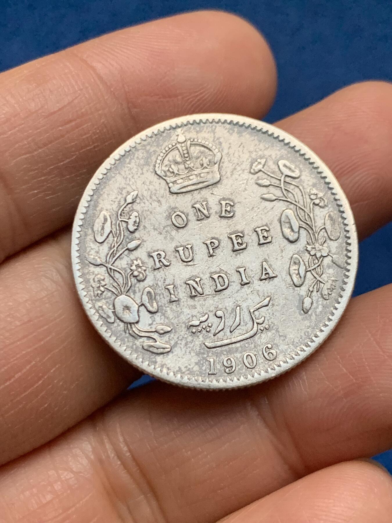 《竞宝斋》第463-465场 周日，周一，周二，3场连拍 （全场包邮）欢迎送拍 印度1906年爱德华七世1卢比银币，917银，11.5克