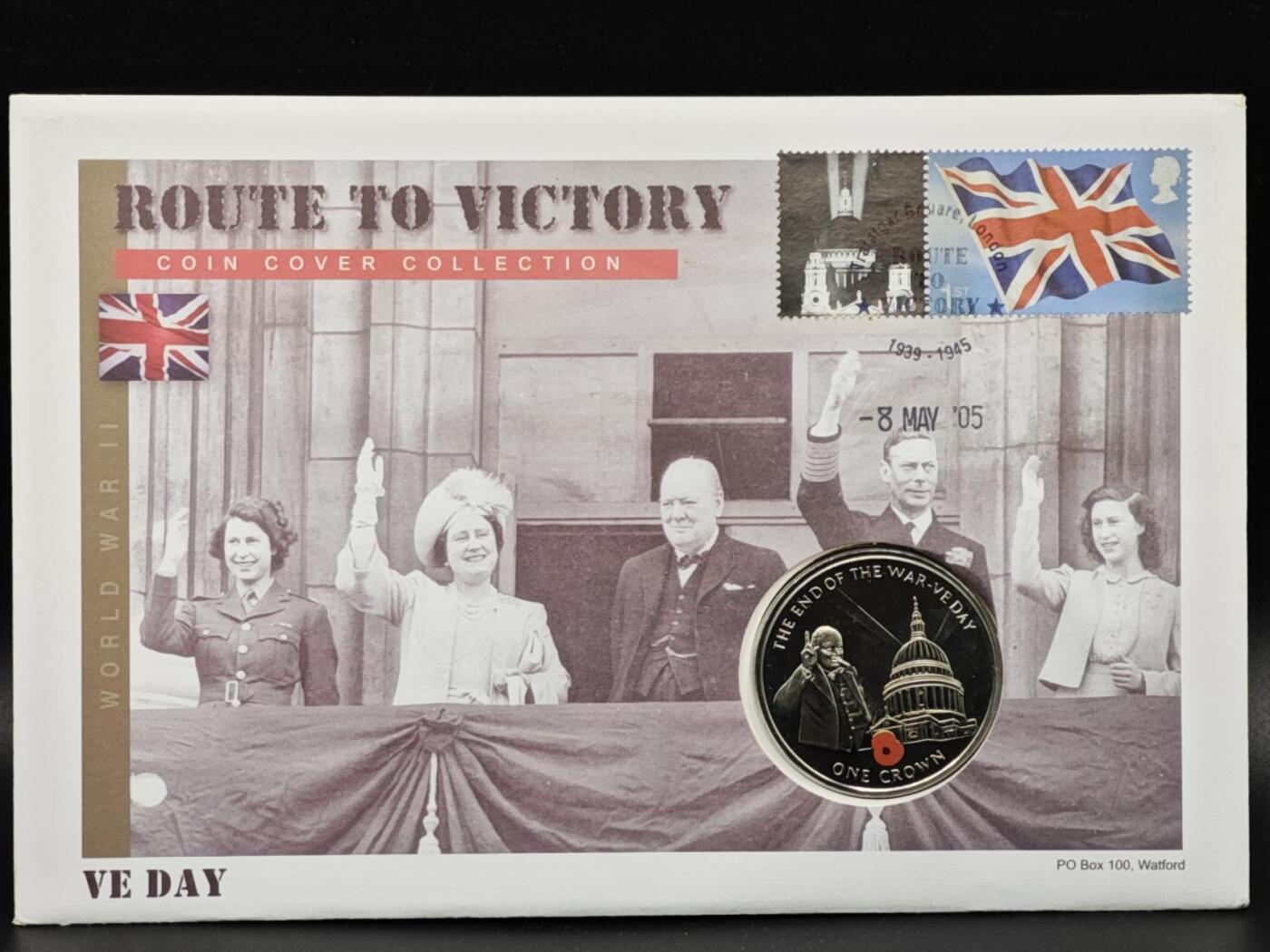 【淘币小摊】限时拍第八百六十二拍  克朗币邮币封场  满百包邮可预留两周  周一统一发货  直布罗陀2005年二战胜利节点克朗纪念币邮币封