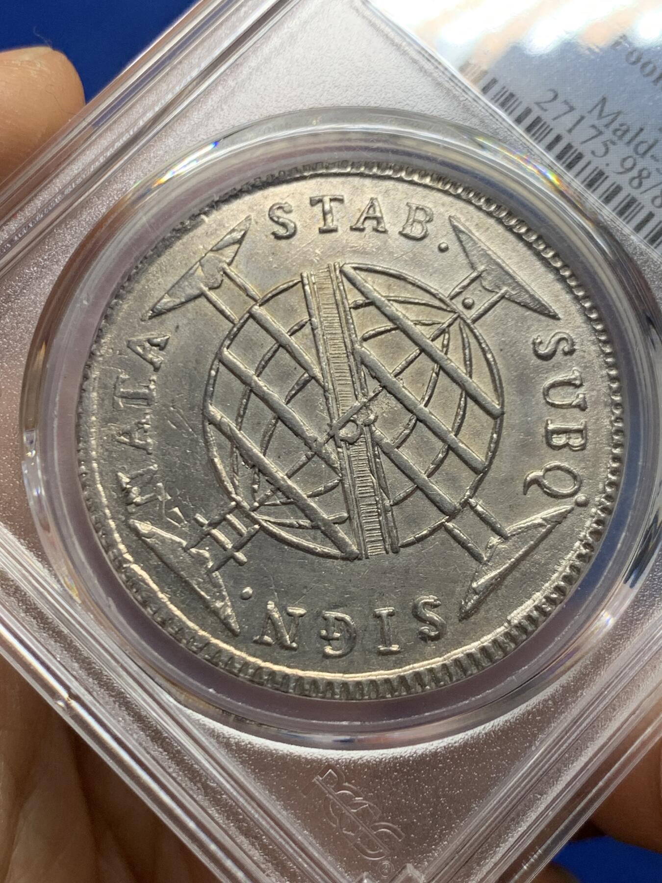 《竞宝斋》第463-465场 周日，周一，周二，3场连拍 （全场包邮）欢迎送拍 PCGS AUD 巴西1816年960R大银币，细节保存的很不错