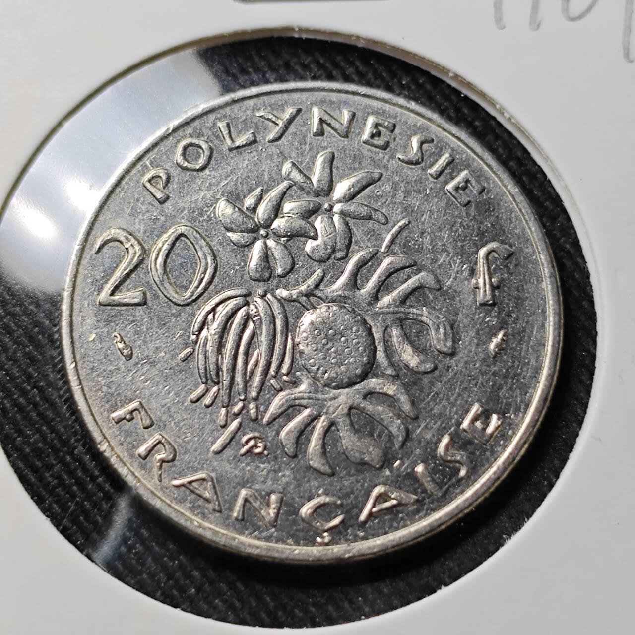 KK钱币收藏小铺  第391期  2月预留时间 周末发货 1983 法属波利尼西亚20法郎