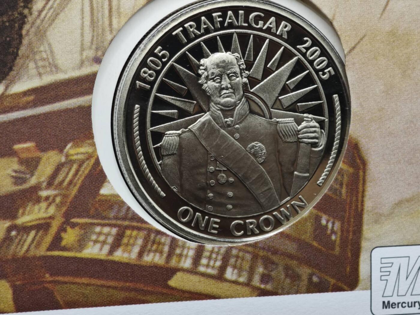 【淘币小摊】限时拍第八百六十二拍  克朗币邮币封场  满百包邮可预留两周  周一统一发货  直布罗陀2005年特拉法加海战200周年克朗纪念币邮币封