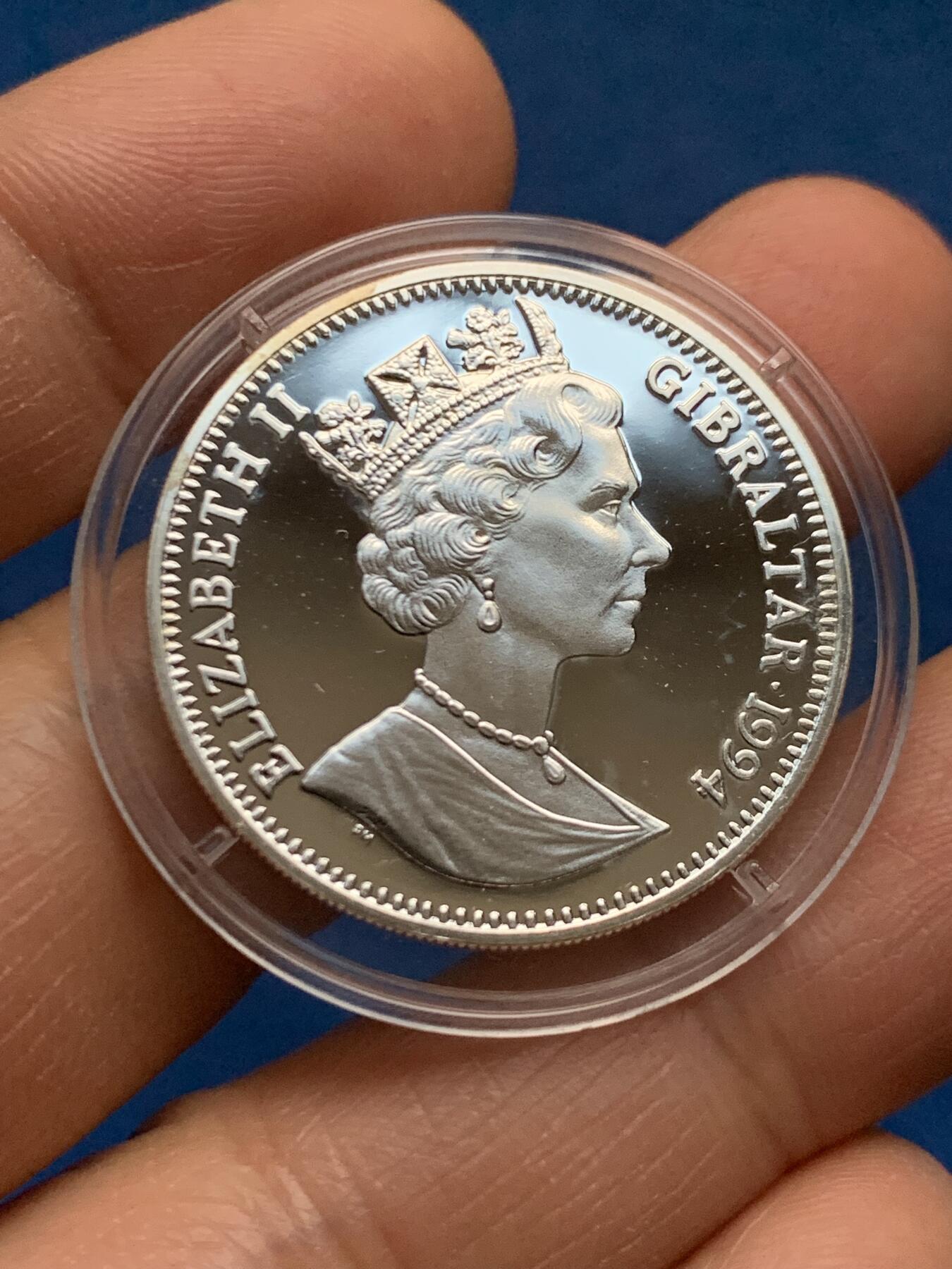 《竞宝斋》第463-465场 周日，周一，周二，3场连拍 （全场包邮）欢迎送拍 英国1994年纪念英法海底隧道开通14ecu精制银币 925银 10g