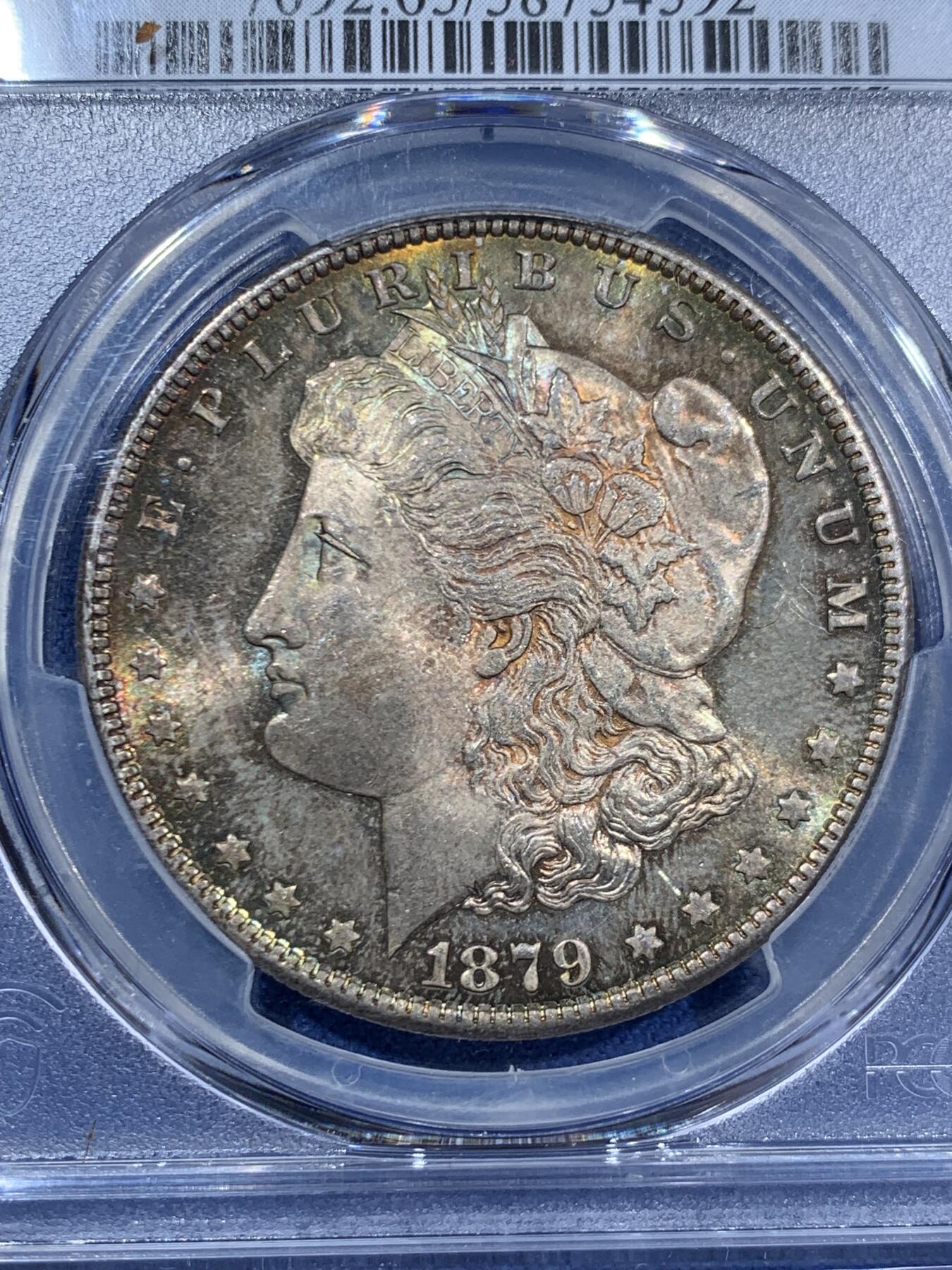 《竞宝斋》第463-465场 周日，周一，周二，3场连拍 （全场包邮）欢迎送拍 PCGS MS65 美国 1879年 摩根 1美元 银币