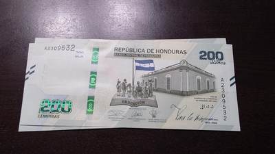 【新年十二拍】世界钱币～微拍第233期暨2026年第12期  多款老库存低价起拍 - 2021年洪都拉斯200 纪念钞全新绝品无47尾号532