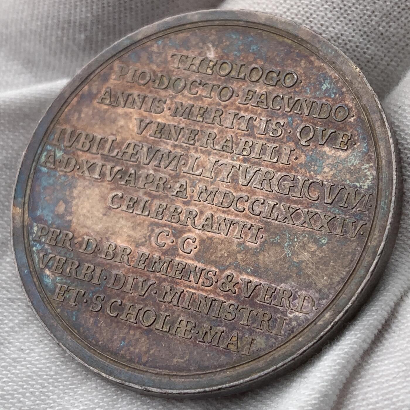 掌中浮雕-藏着的欧洲第052场 1784年致敬“虔诚博学雄辩的神学家”纪念银章，37.5mm，21.8g
