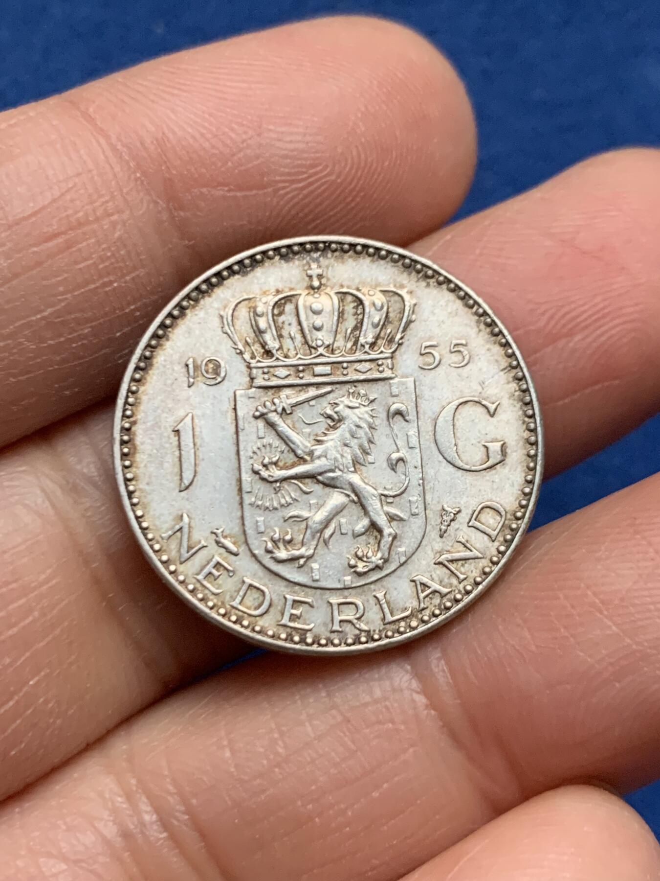 《竞宝斋》第463-465场 周日，周一，周二，3场连拍 （全场包邮）欢迎送拍 荷兰1955年朱丽安娜女王1盾银币