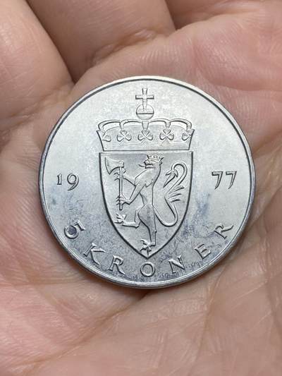 2026年第十七场(总第一百八十六场）外国好品散币场(免佣金) - 挪威🇳🇴1977年5克朗(奥拉夫五世第二版)