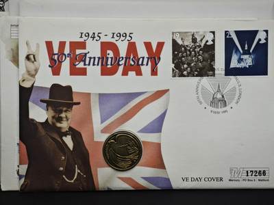 【淘币小摊】限时拍第八百六十二拍  克朗币邮币封场  满百包邮可预留两周  周一统一发货  - 英国1995年联合国50周年2镑铜币邮币封