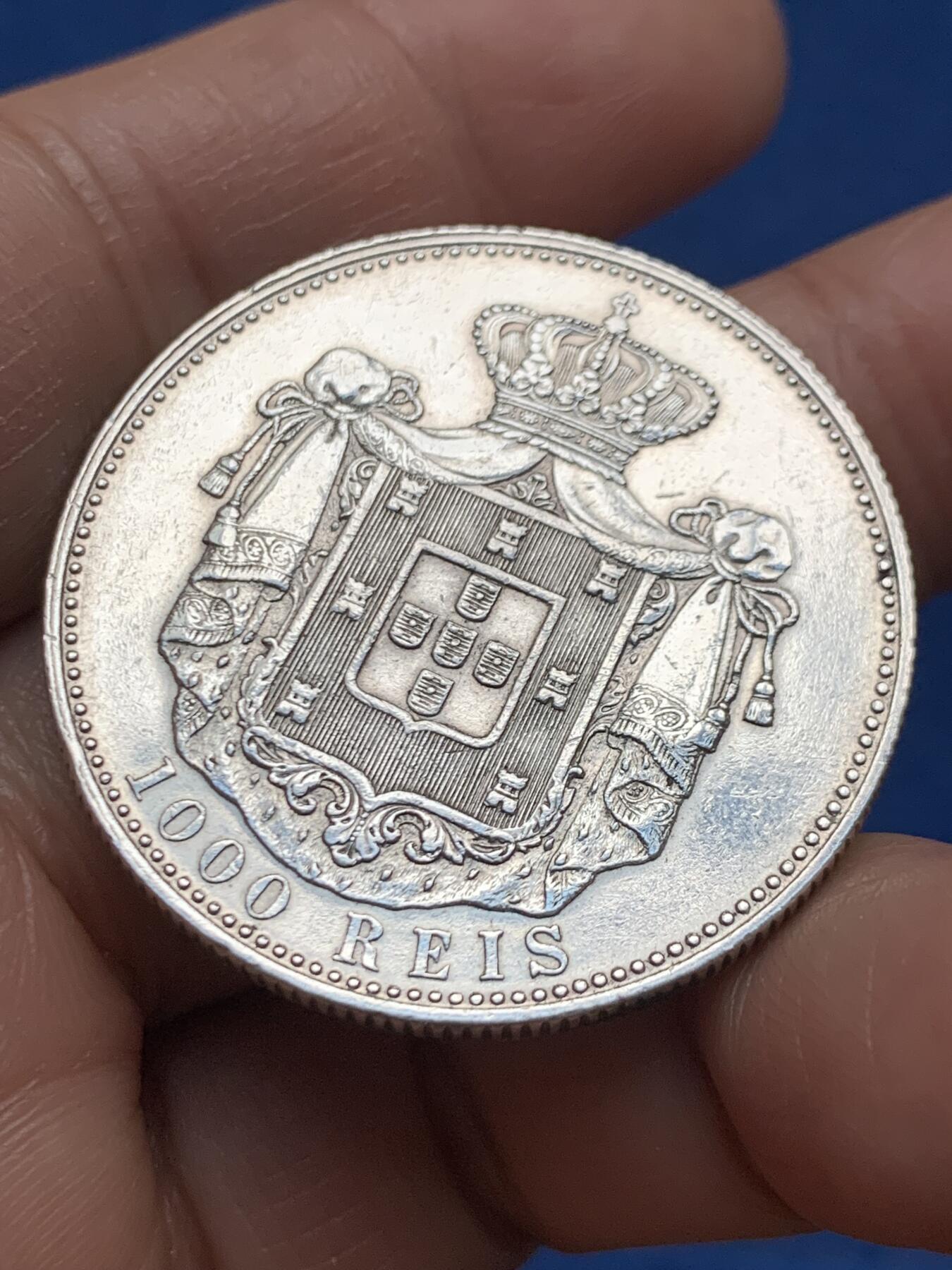 《竞宝斋》第463-465场 周日，周一，周二，3场连拍 （全场包邮）欢迎送拍 葡萄牙 1899年 卡洛斯一世1000瑞斯银币 25.02克 9167银