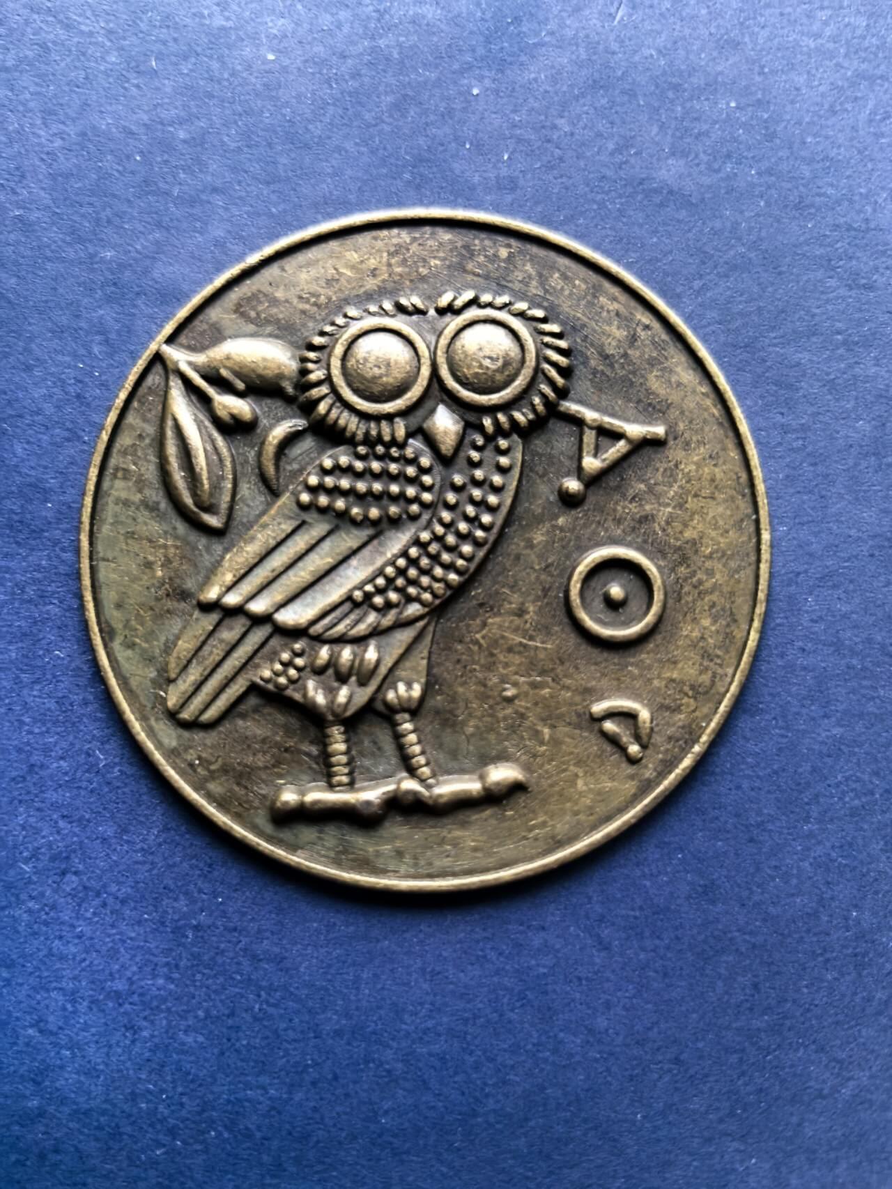 铜章专场 雅典娜的猫头鹰，世纪博物馆纪念品，49mm很薄