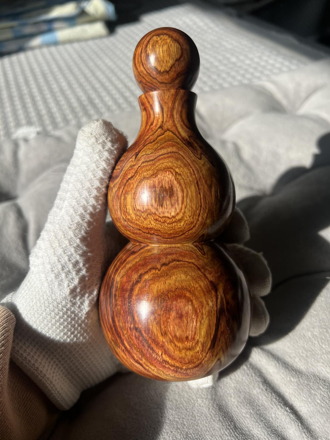 零元拍：海南黄花梨  宝瓶 手把件 福禄（葫芦）高：165/大肚78/小肚64MM