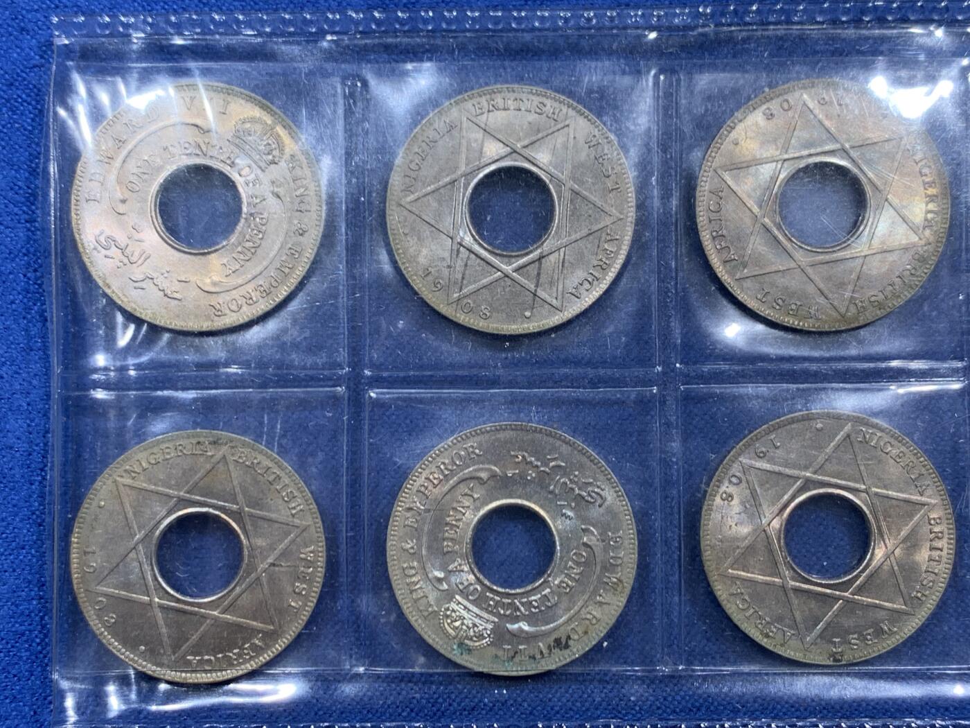 《竞宝斋》第463-465场 周日，周一，周二，3场连拍 （全场包邮）欢迎送拍 10枚一组 好品原光 英属西非1908年爱德华七世1/10便士