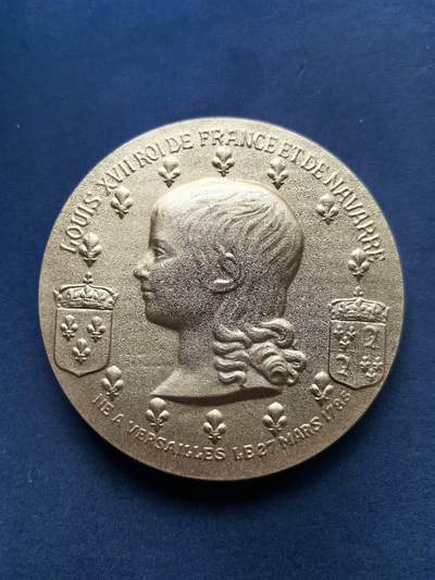 铜章专场 - 法国镀金铜章，纪念路易十七，直径5cm
