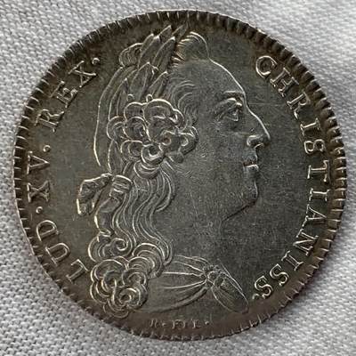 掌中浮雕-藏着的欧洲第052场 - 1737年法国路易十五银质代币，28.1mm，7.12g