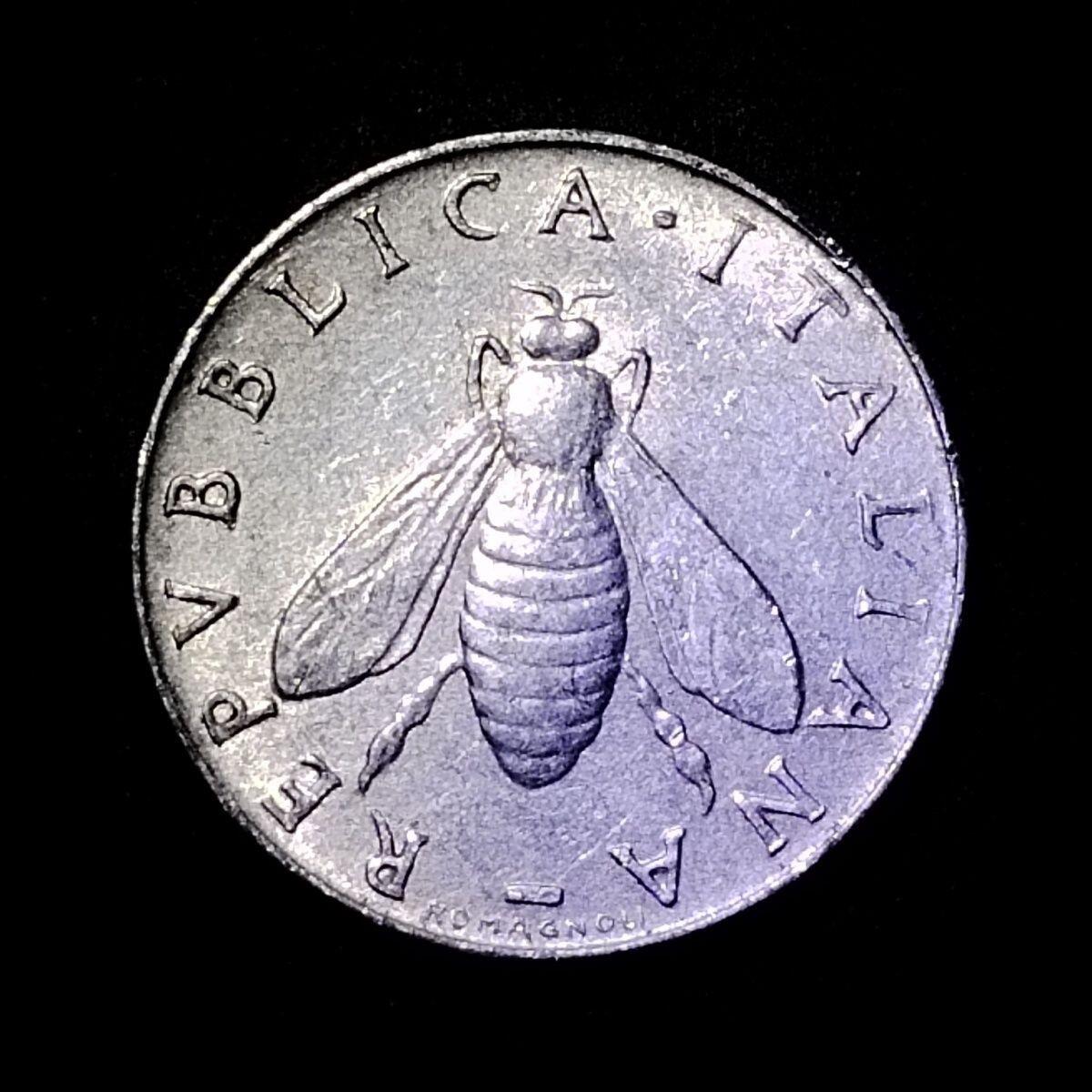 稀少意大利1954年2里拉铝币橄榄树和小蜜蜂18mm 保真按图发货8412