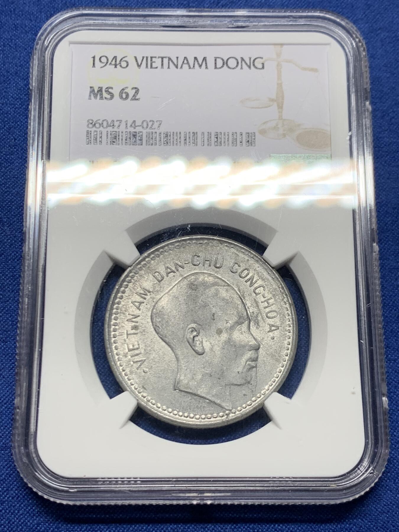 《竞宝斋》第463-465场 周日，周一，周二，3场连拍 （全场包邮）欢迎送拍 NGC MS62 越南1946年胡志明1DON铝币 好品难得