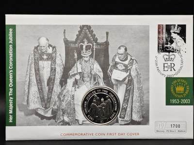 【淘币小摊】限时拍第八百六十二拍  克朗币邮币封场  满百包邮可预留两周  周一统一发货  - 塞拉利昂2003年女王加冕金禧1元纪念币邮币封