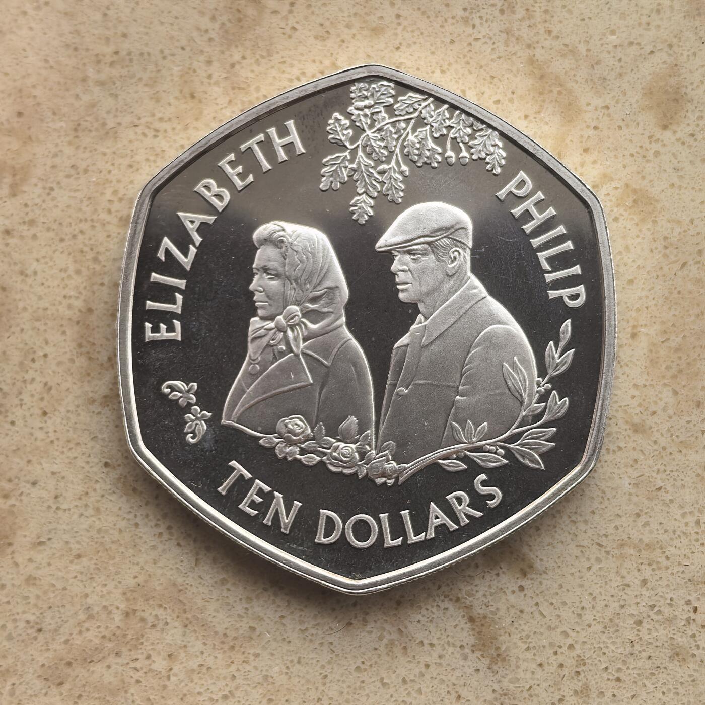 道一币馆币章第一百六十五场 加勒比国家2007年伊丽莎白二世和菲利普亲王金婚10元精制银币  28.28g 925s