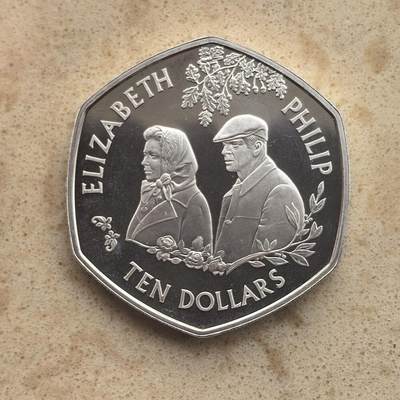 道一币馆币章第一百六十五场 - 加勒比国家2007年伊丽莎白二世和菲利普亲王金婚10元精制银币  28.28g 925s