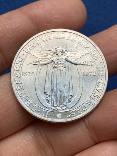 《竞宝斋》第463-465场 周日，周一，周二，3场连拍 （全场包邮）欢迎送拍 - 葡萄牙1972年卢西亚达斯400周年50埃斯库多纪念币，18.1g，650银
