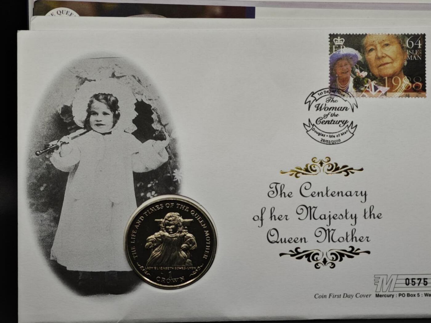 【淘币小摊】限时拍第八百六十二拍  克朗币邮币封场  满百包邮可预留两周  周一统一发货  马恩岛1999年女王母亲克朗纪念币邮币封