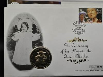 【淘币小摊】限时拍第八百六十二拍  克朗币邮币封场  满百包邮可预留两周  周一统一发货  - 马恩岛1999年女王母亲克朗纪念币邮币封