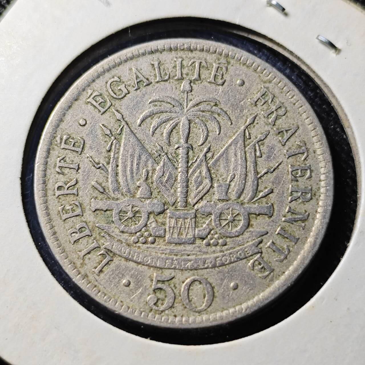 KK钱币收藏小铺  第398期 百期特拍（四拍之二） 2月预留时间 周末发货  1907海地50分镍币