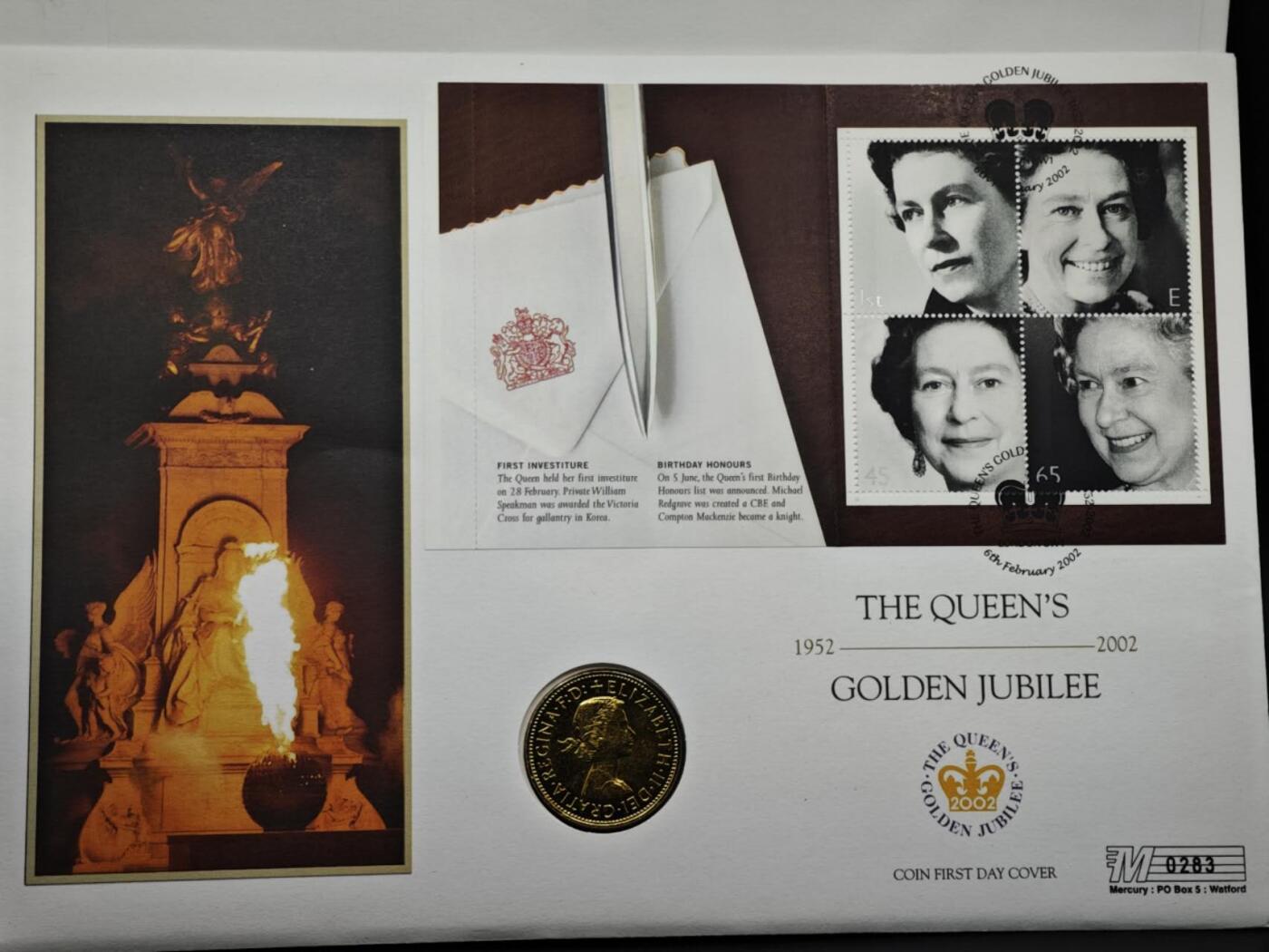 【淘币小摊】限时拍第八百六十二拍  克朗币邮币封场  满百包邮可预留两周  周一统一发货  英国1963年伊丽莎白二世一便士镀金铜币邮币封