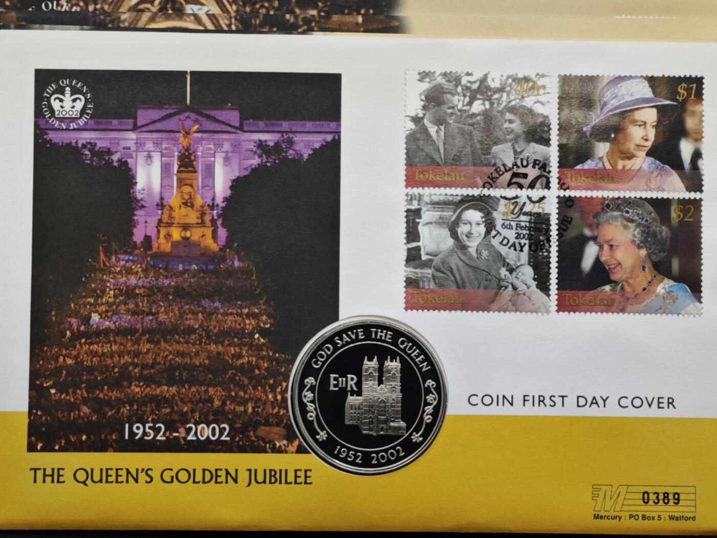 【淘币小摊】限时拍第八百六十二拍  克朗币邮币封场  满百包邮可预留两周  周一统一发货  阿桑松2002年女王登基金禧50便士纪念币邮币封